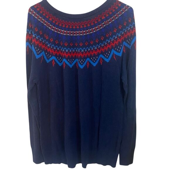 Merona XXL fair isles cotton blend long sleeve sweater blue red - Picture 7 of 7